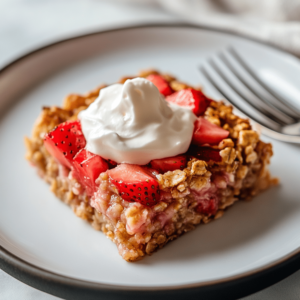 Strawberry Rhubarb Baked Oatmeal