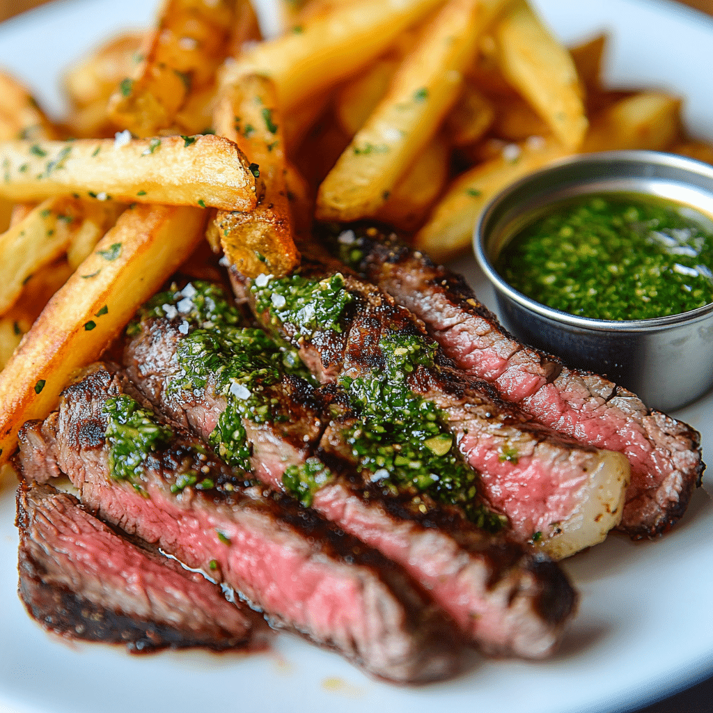 Steak Frites with Herb Mustard