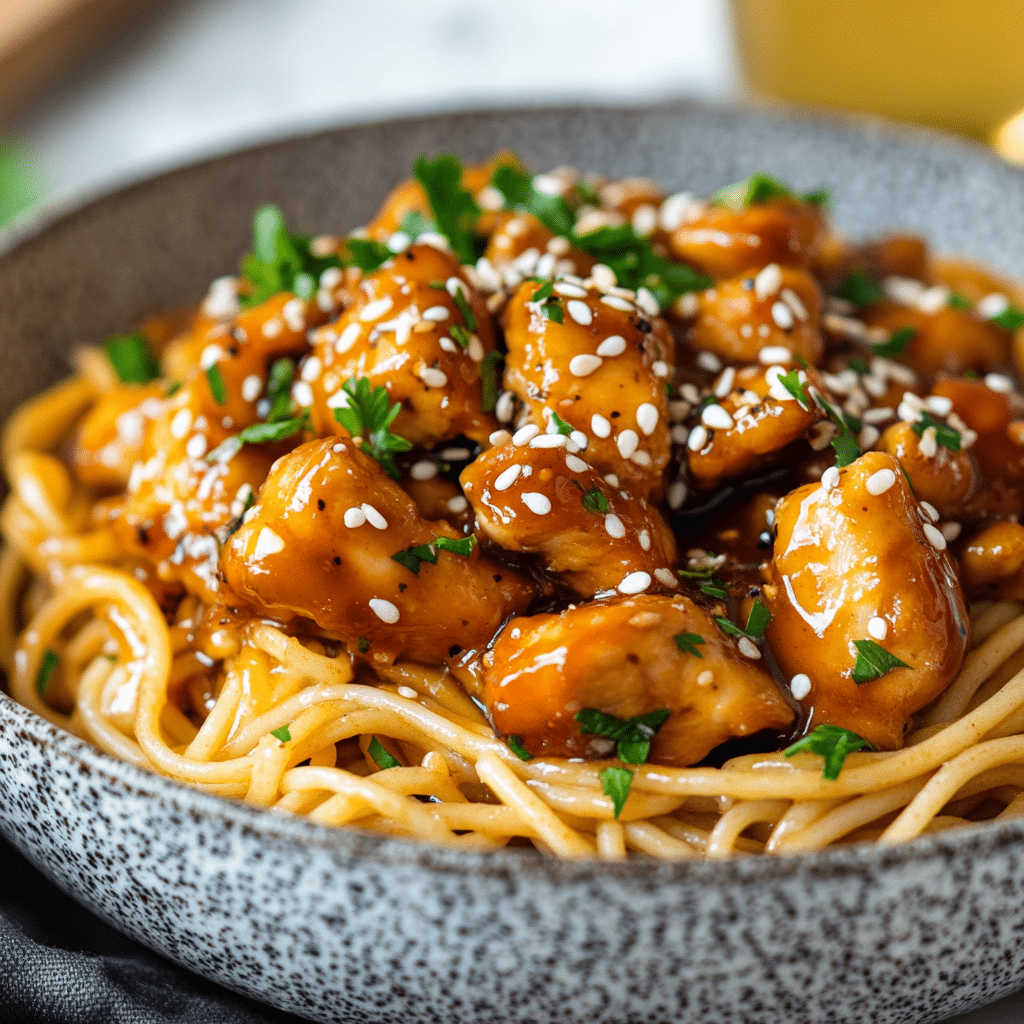 Slow Cooker Honey Garlic Chicken Noodles