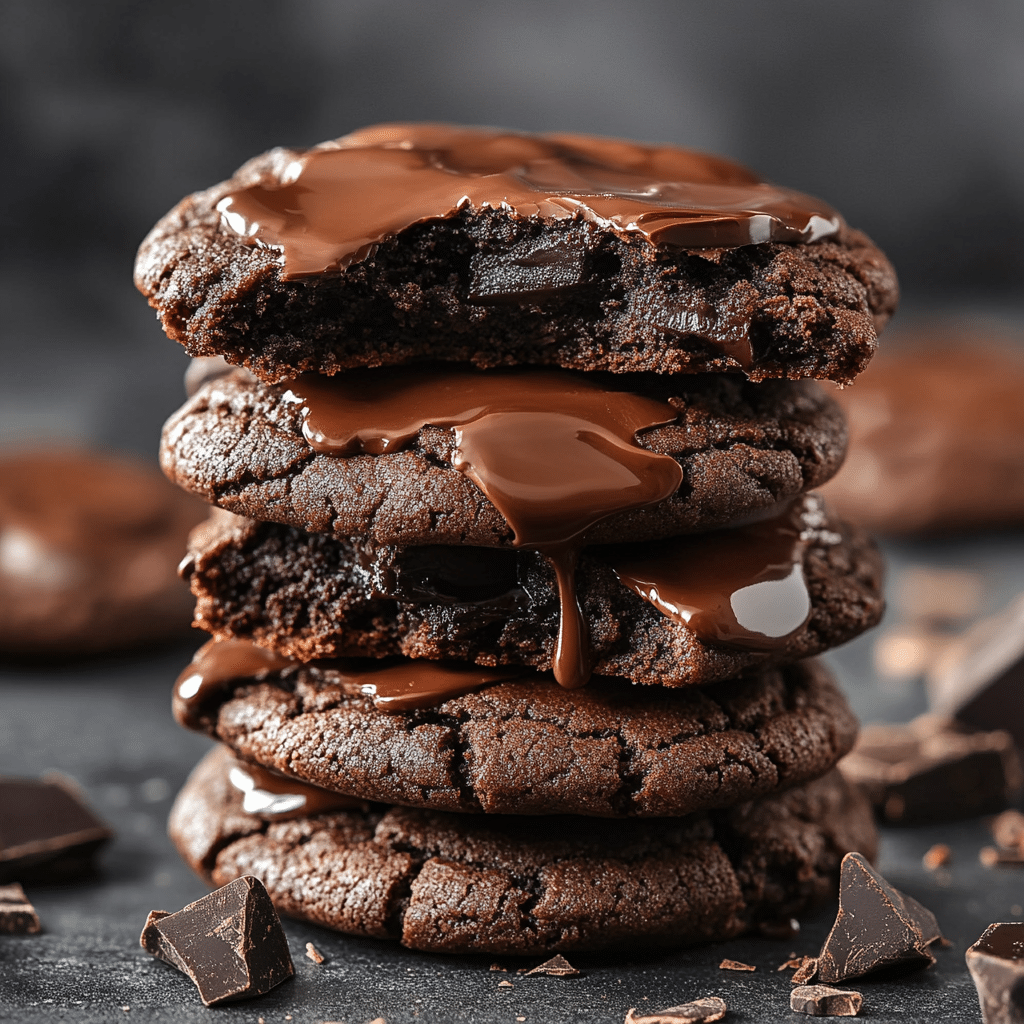 Quadruple Chocolate Soft Fudgy Pudding Cookies