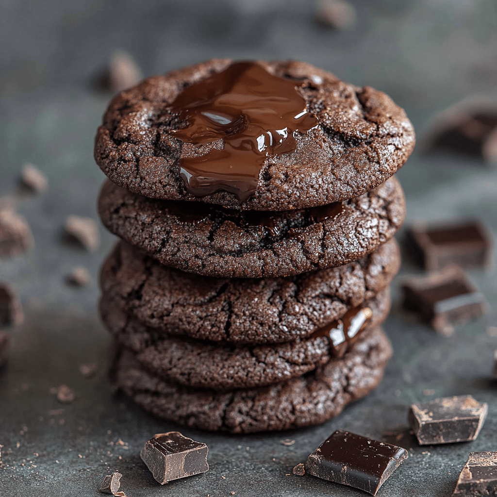 Quadruple Chocolate Soft Fudgy Pudding Cookies