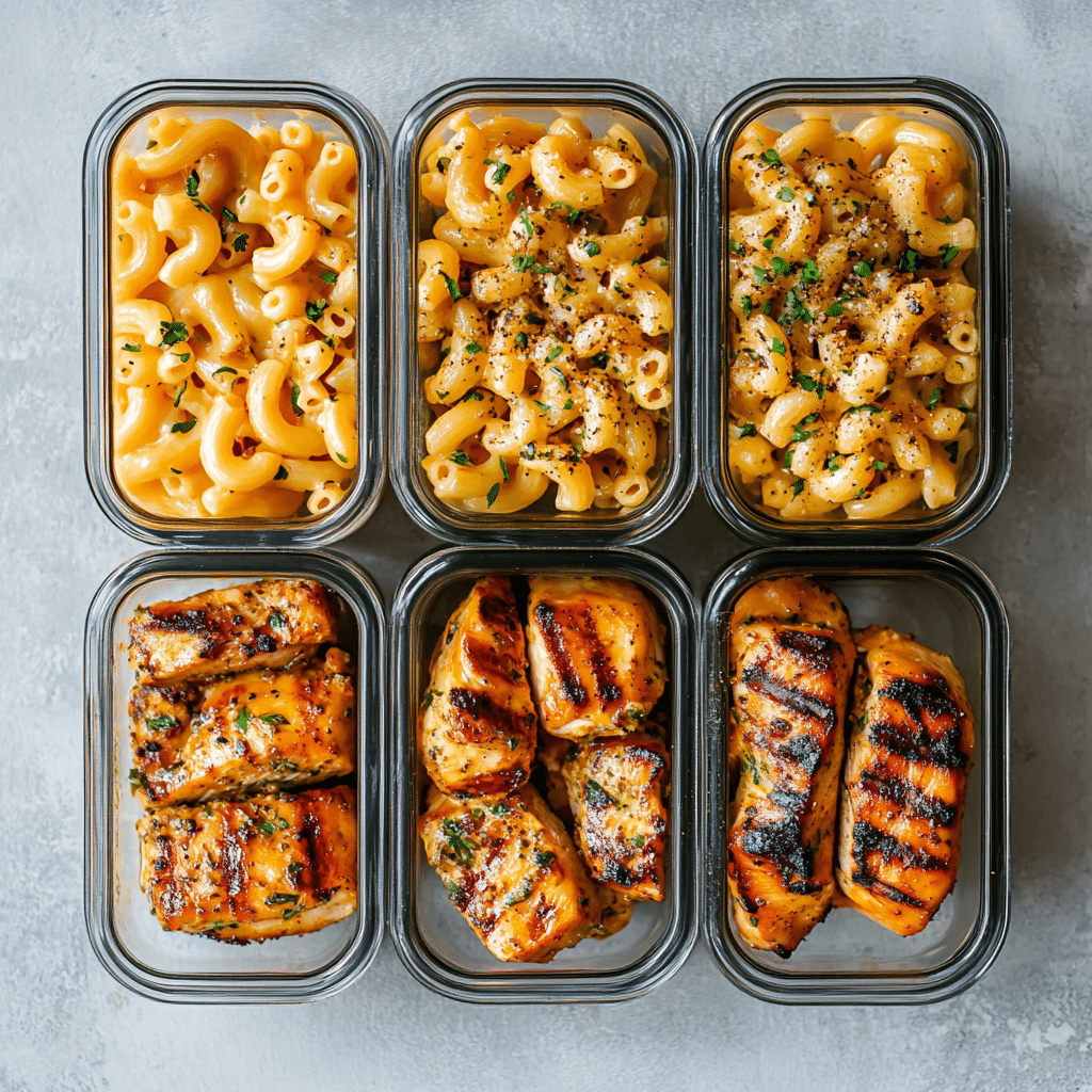 High Protein Honey Garlic Butter Chicken with Mac & Cheese