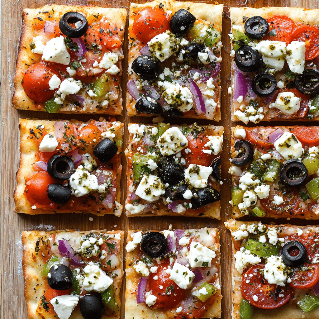 Greek Veggie Pizza Squares
