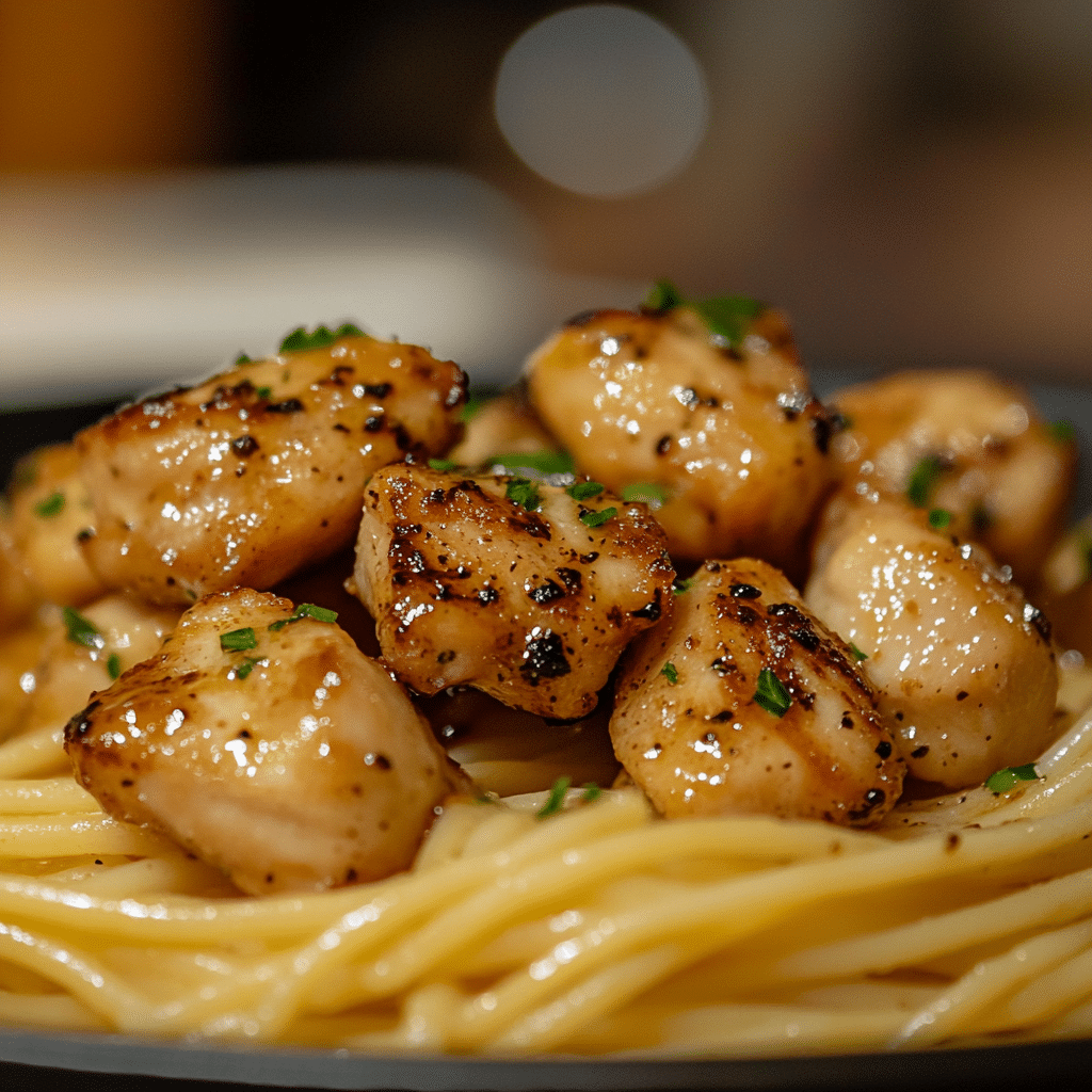 Delicious Garlic Butter Chicken Bites Pasta