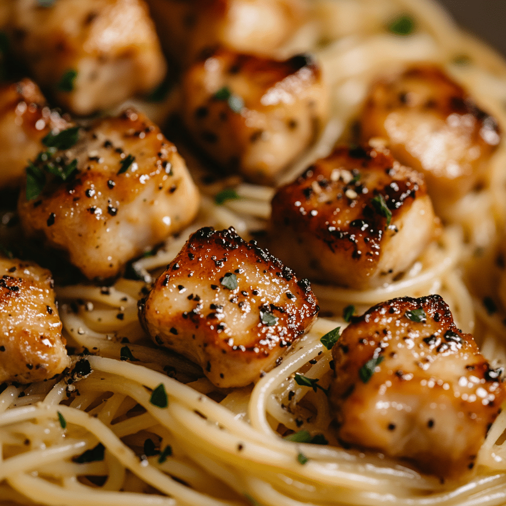 Delicious Garlic Butter Chicken Bites Pasta