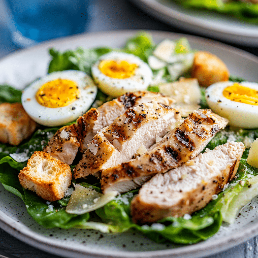 Skinny Chicken and Avocado Caesar Salad