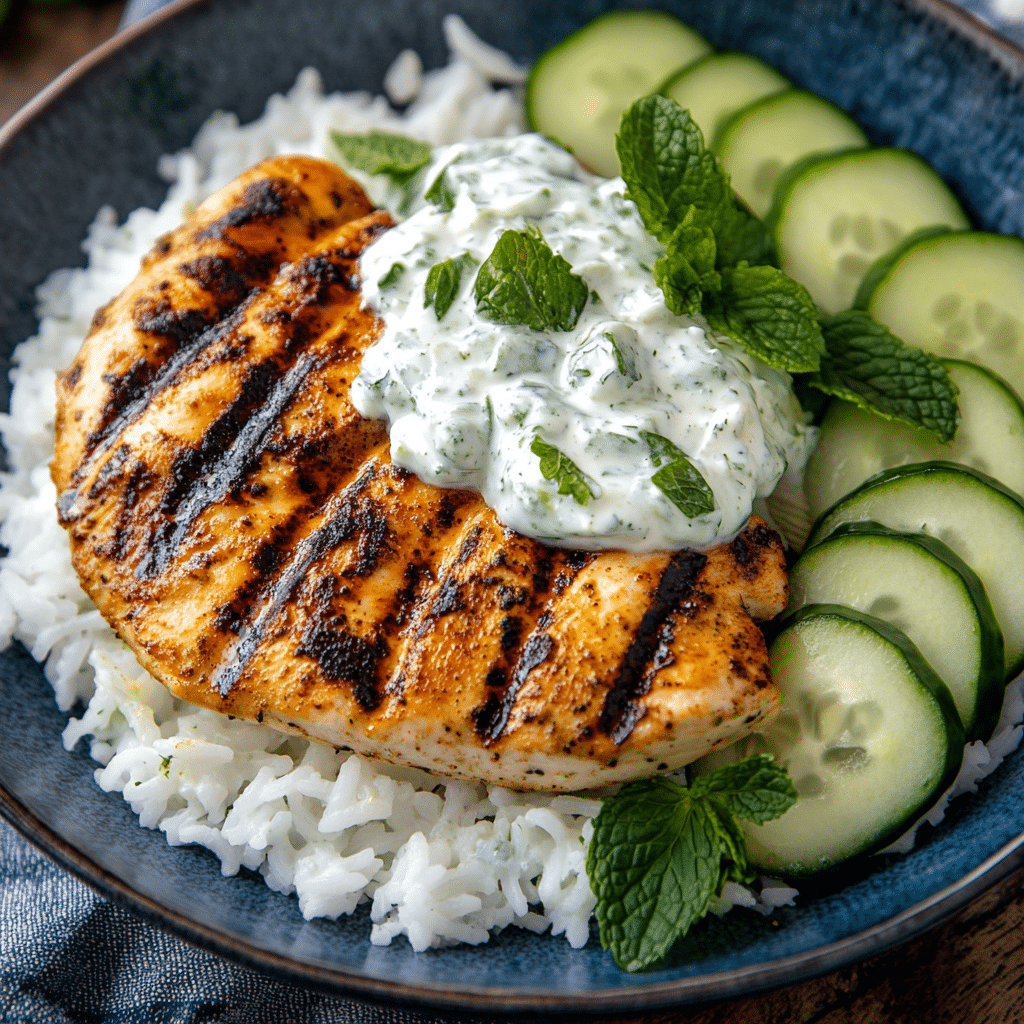 Dump-and-Bake Chicken Tzatziki with Rice
