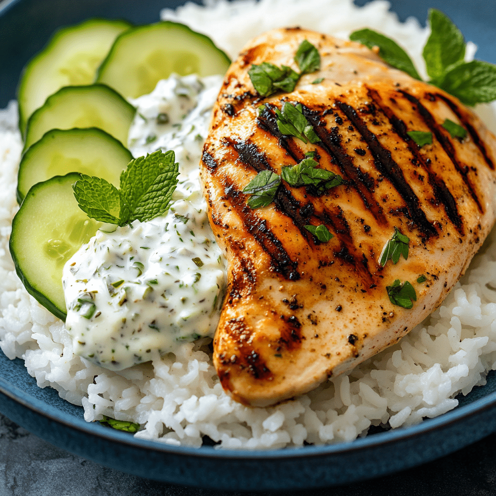 Dump-and-Bake Chicken Tzatziki with Rice