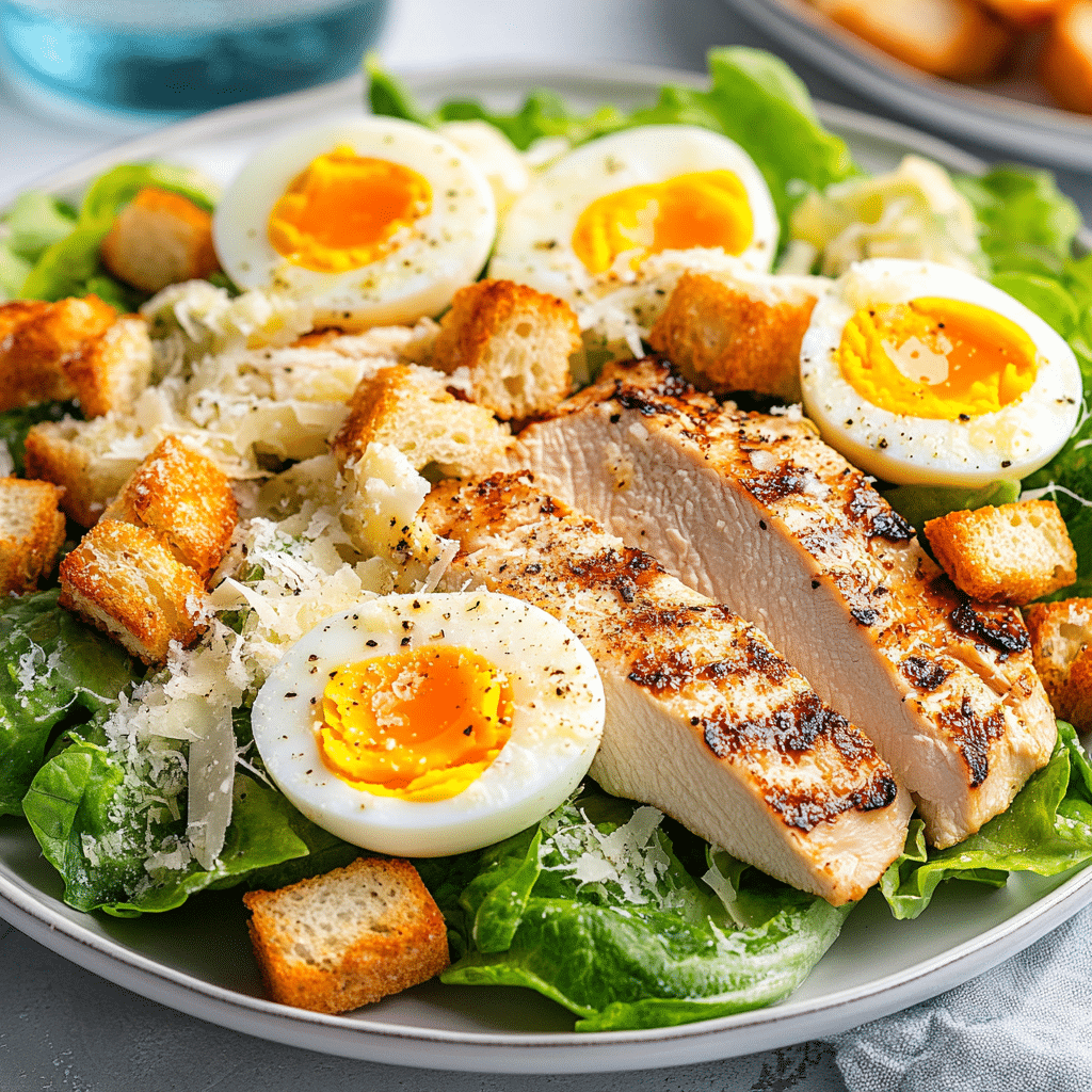 Skinny Chicken and Avocado Caesar Salad