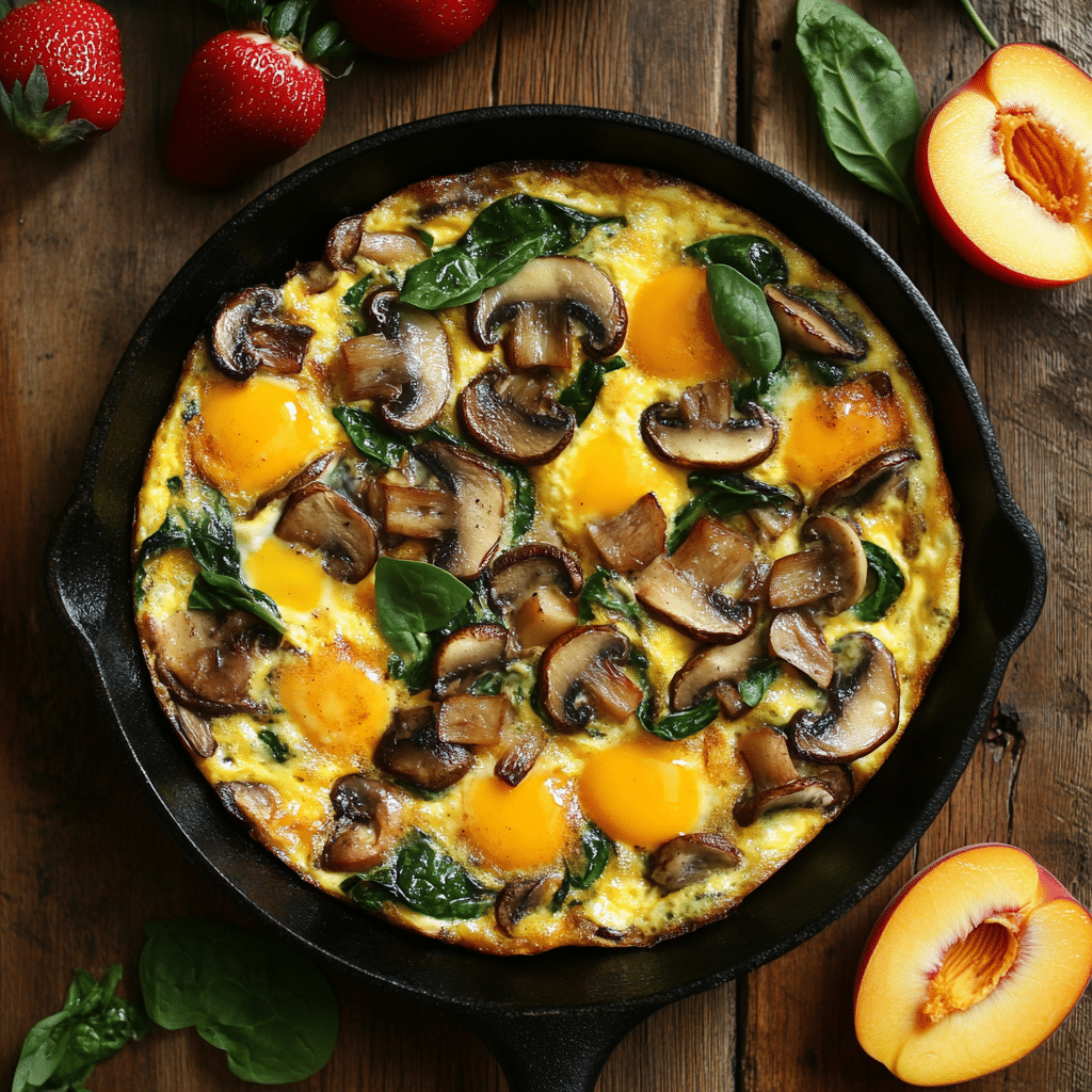 Sausage Frittata with Spinach and Mushrooms