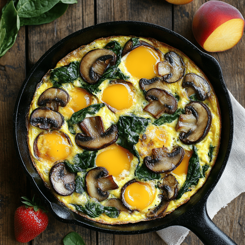 Sausage Frittata with Spinach and Mushrooms