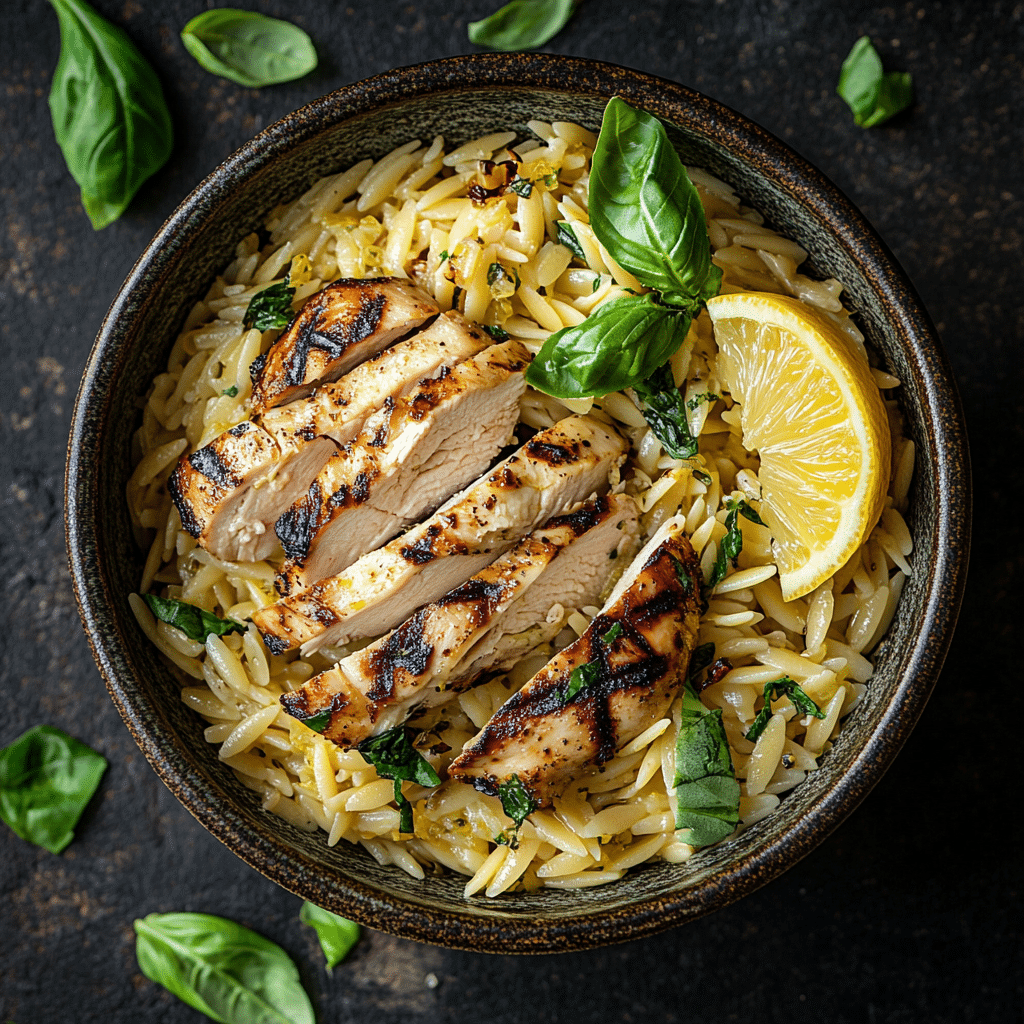 Lemon Basil Orzo with Chicken