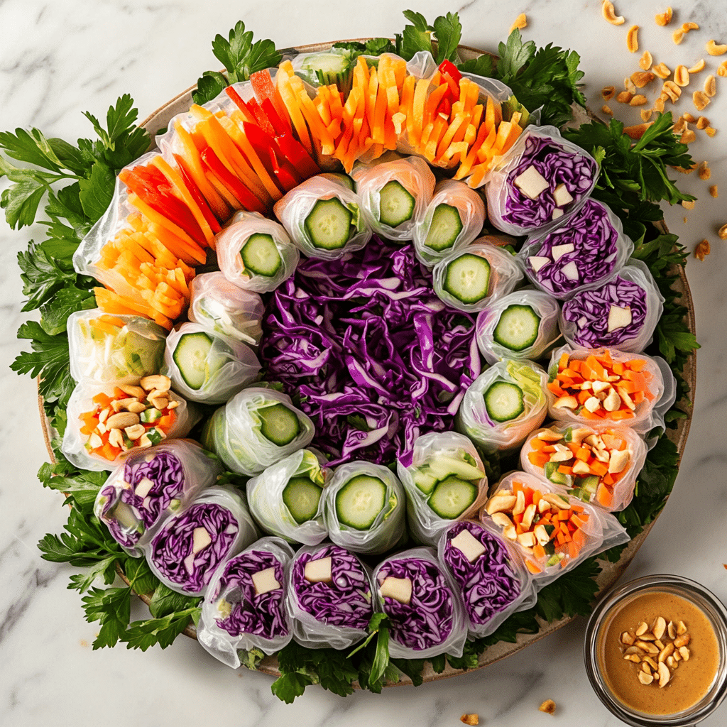 Vegetable Spring Rolls with Peanut Sauce