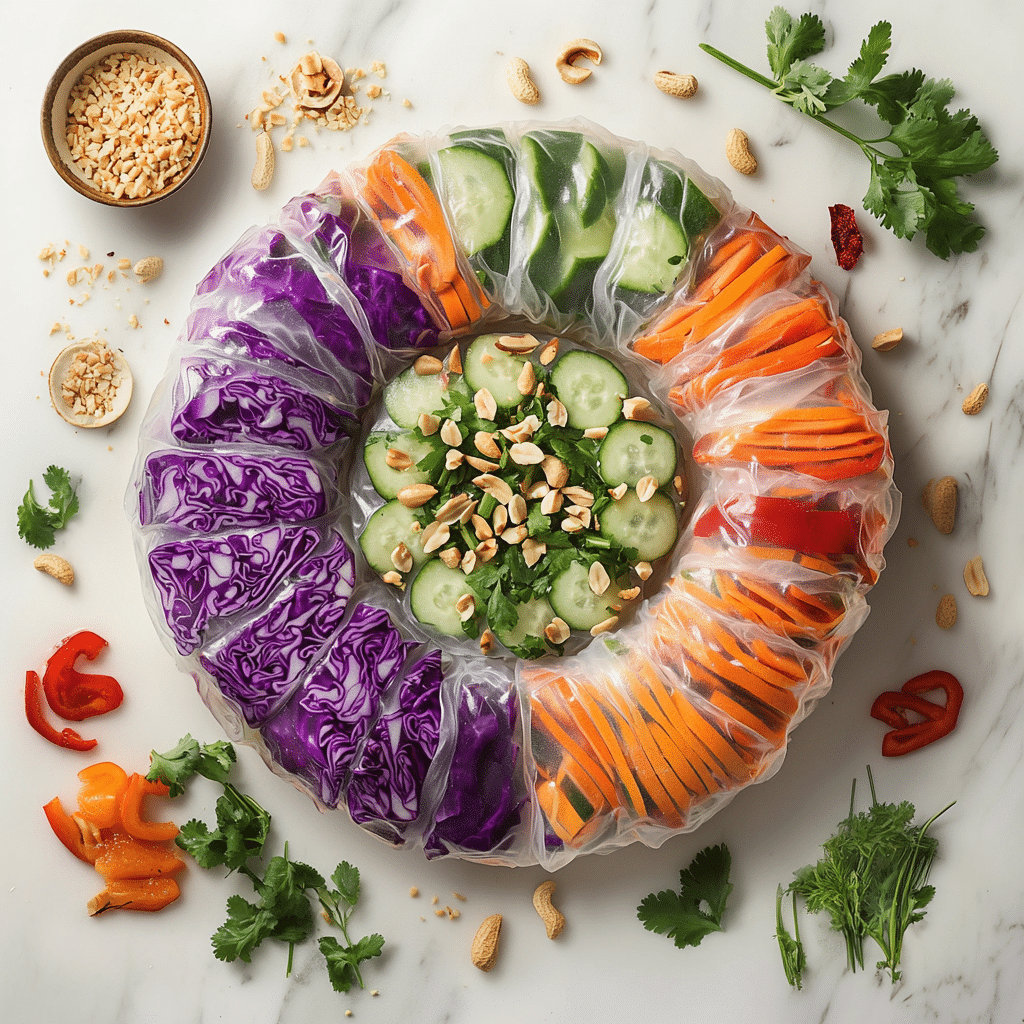 Vegetable Spring Rolls with Peanut Sauce