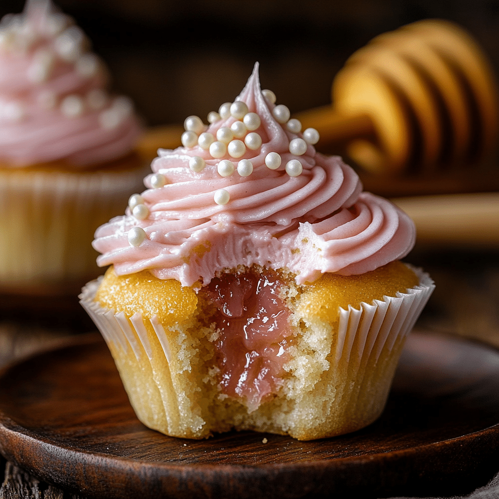 Rhubarb Honey Cupcakes