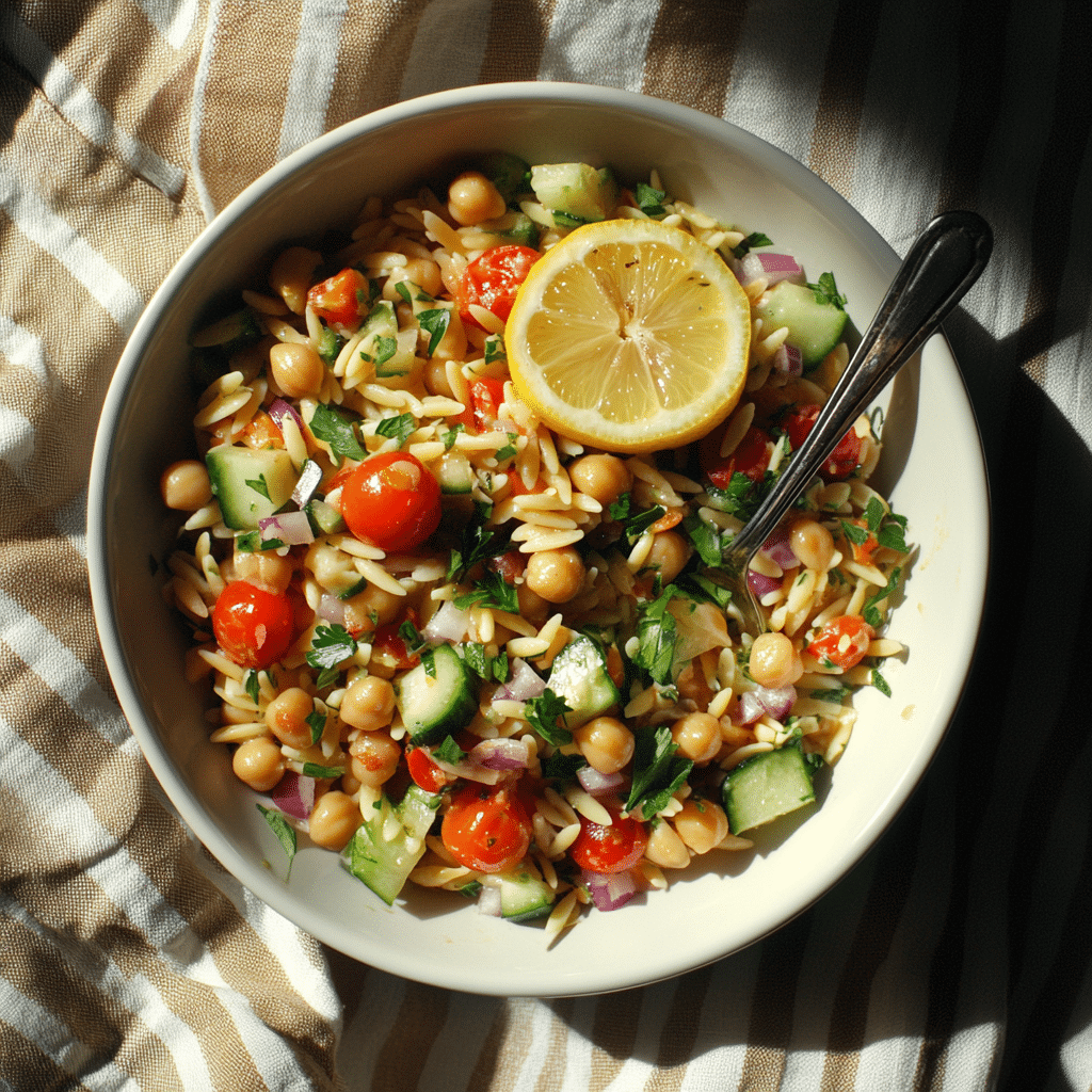 Lemon Orzo Chickpea Salad