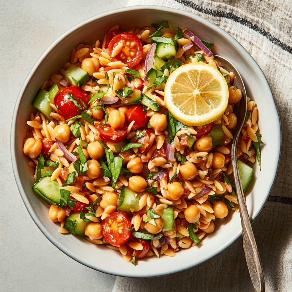 Lemon Orzo Chickpea Salad