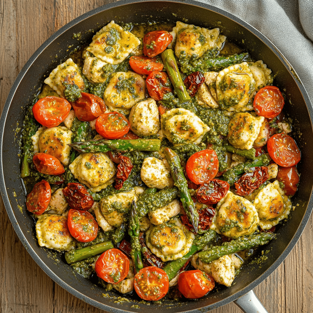 Chicken Ravioli with Pesto and Veggies