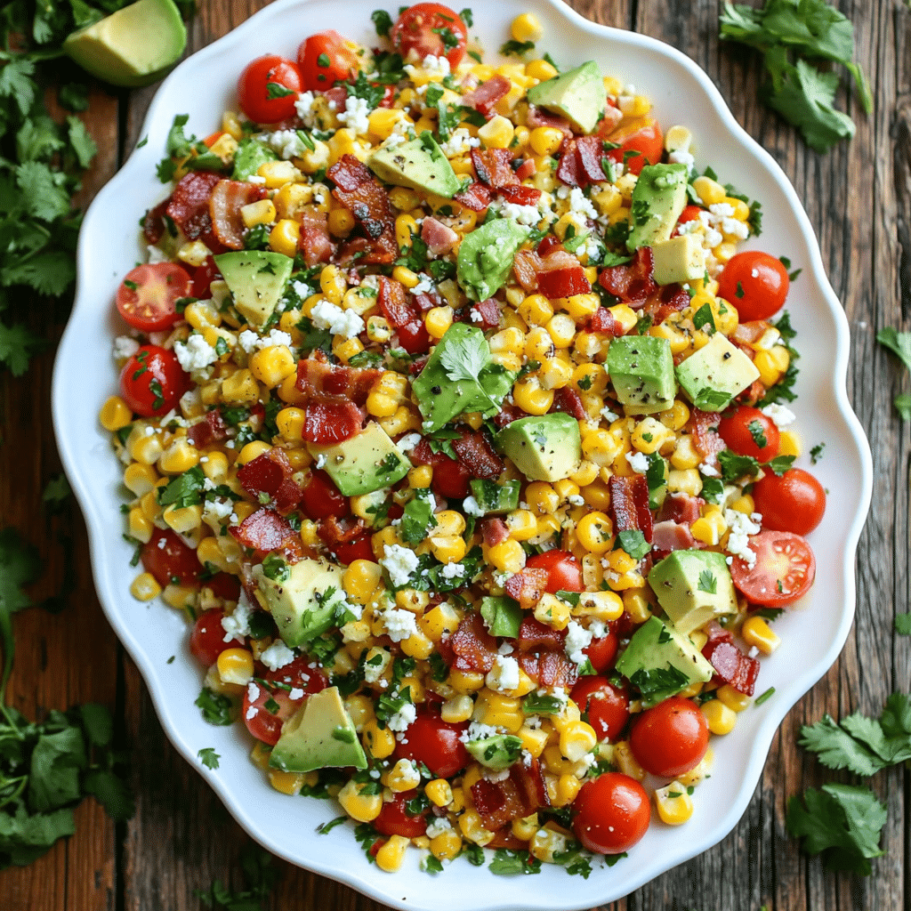 Avocado Corn Tomato Salad with Creamy Cilantro-Lime Dressing