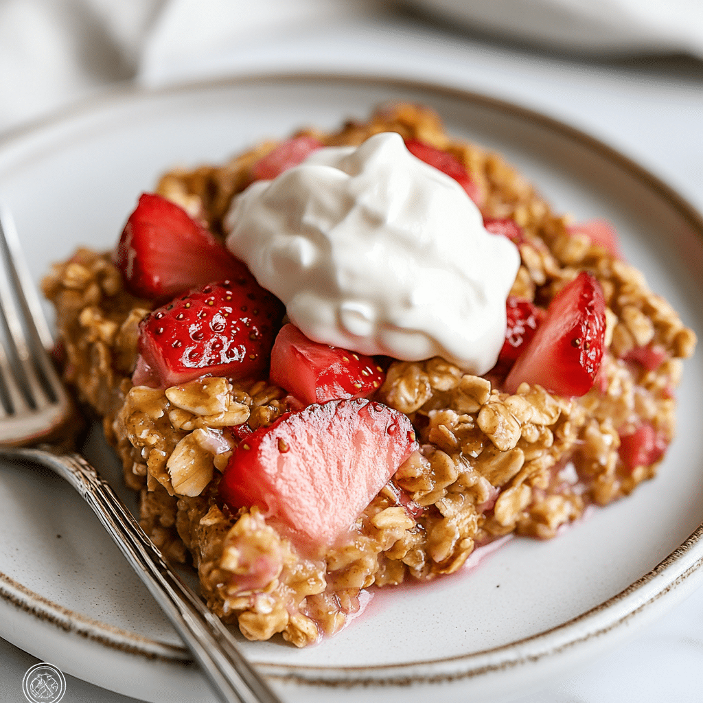 Strawberry Rhubarb Baked Oatmeal