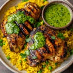 Peruvian Chicken & Rice with Green Sauce