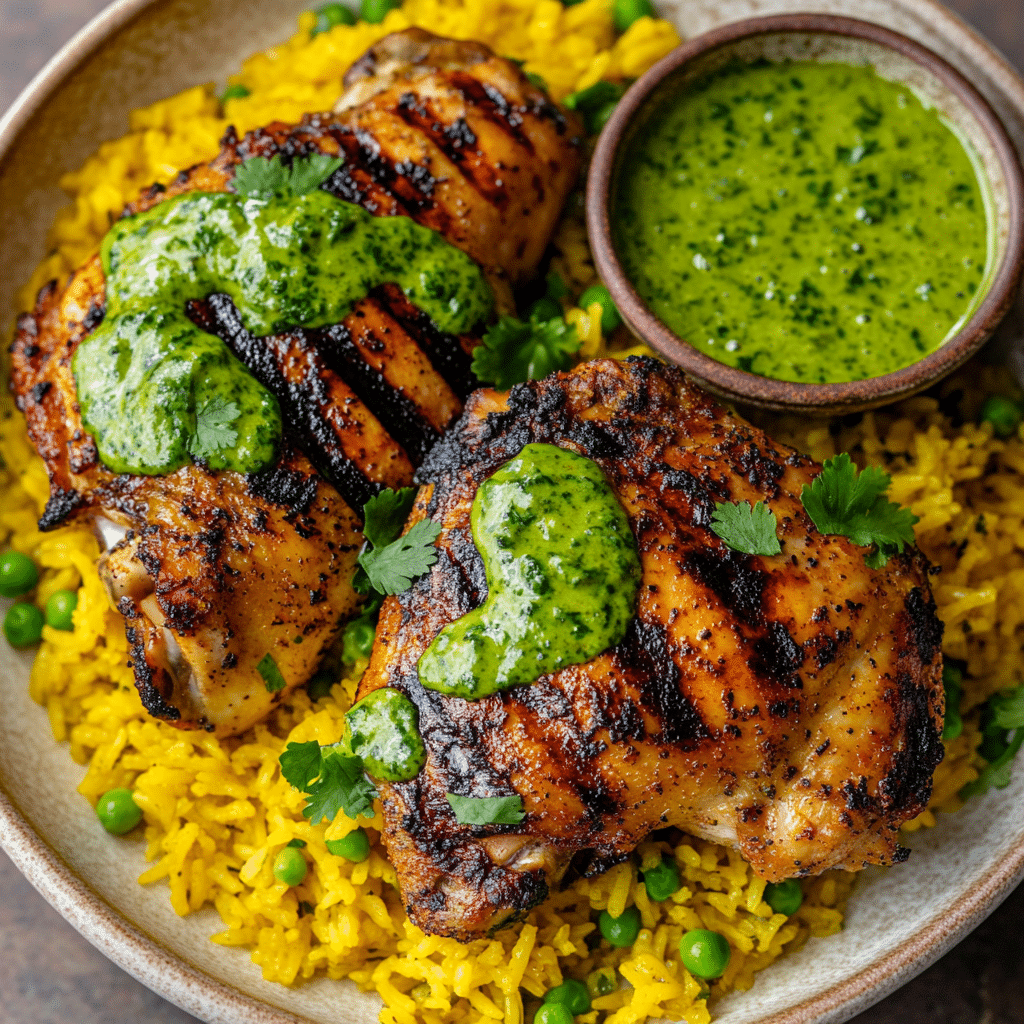 Peruvian Chicken & Rice with Green Sauce