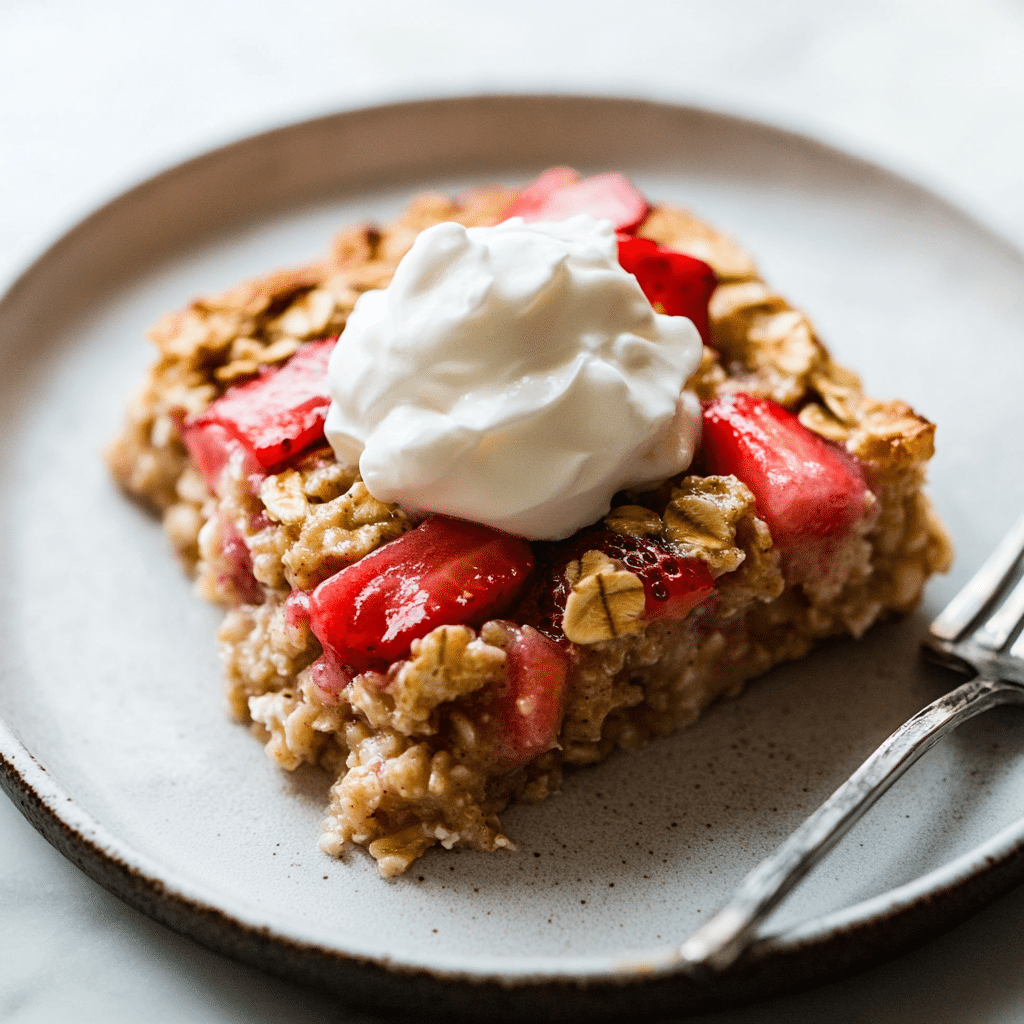 Strawberry Rhubarb Baked Oatmeal