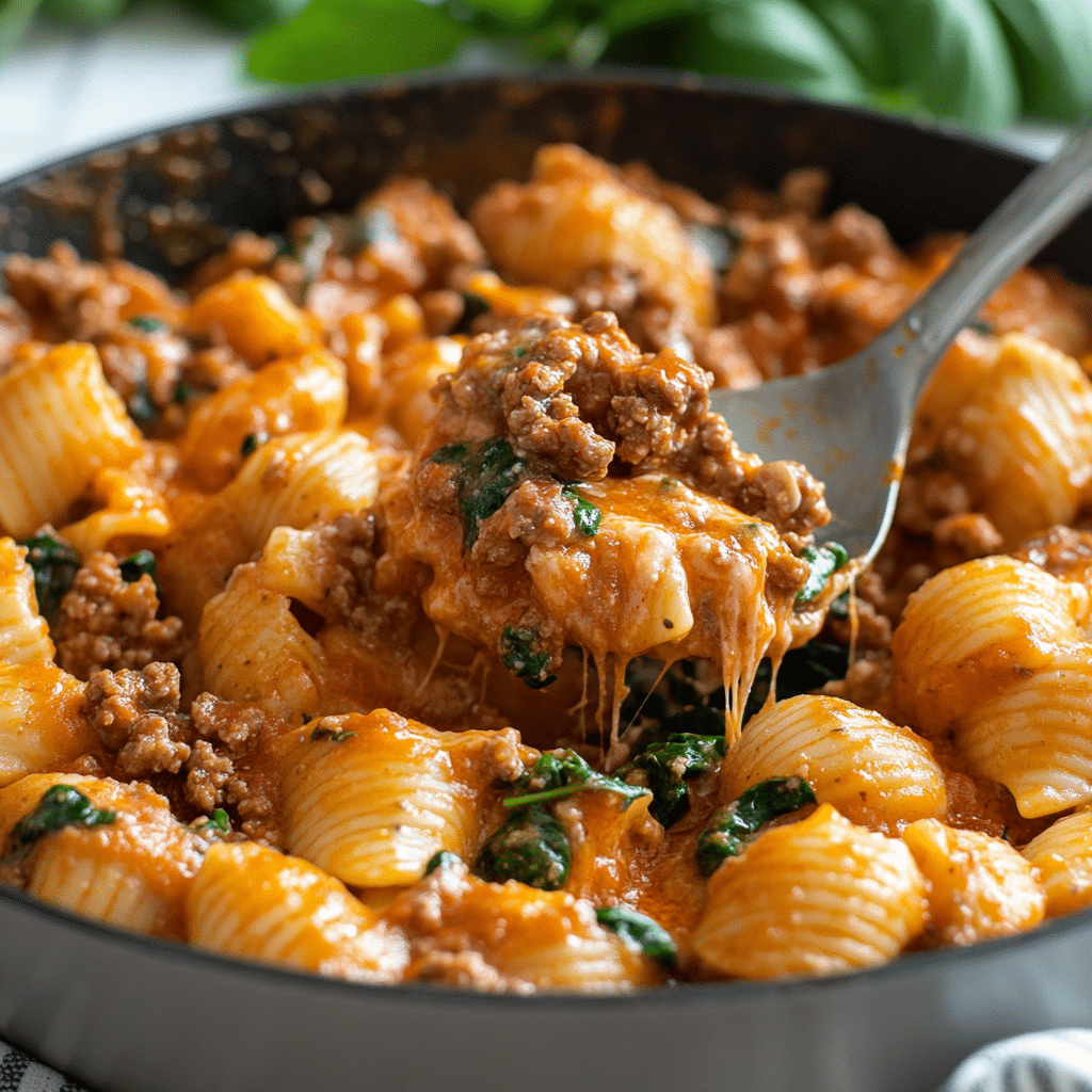 Creamy Ground Beef Orzo