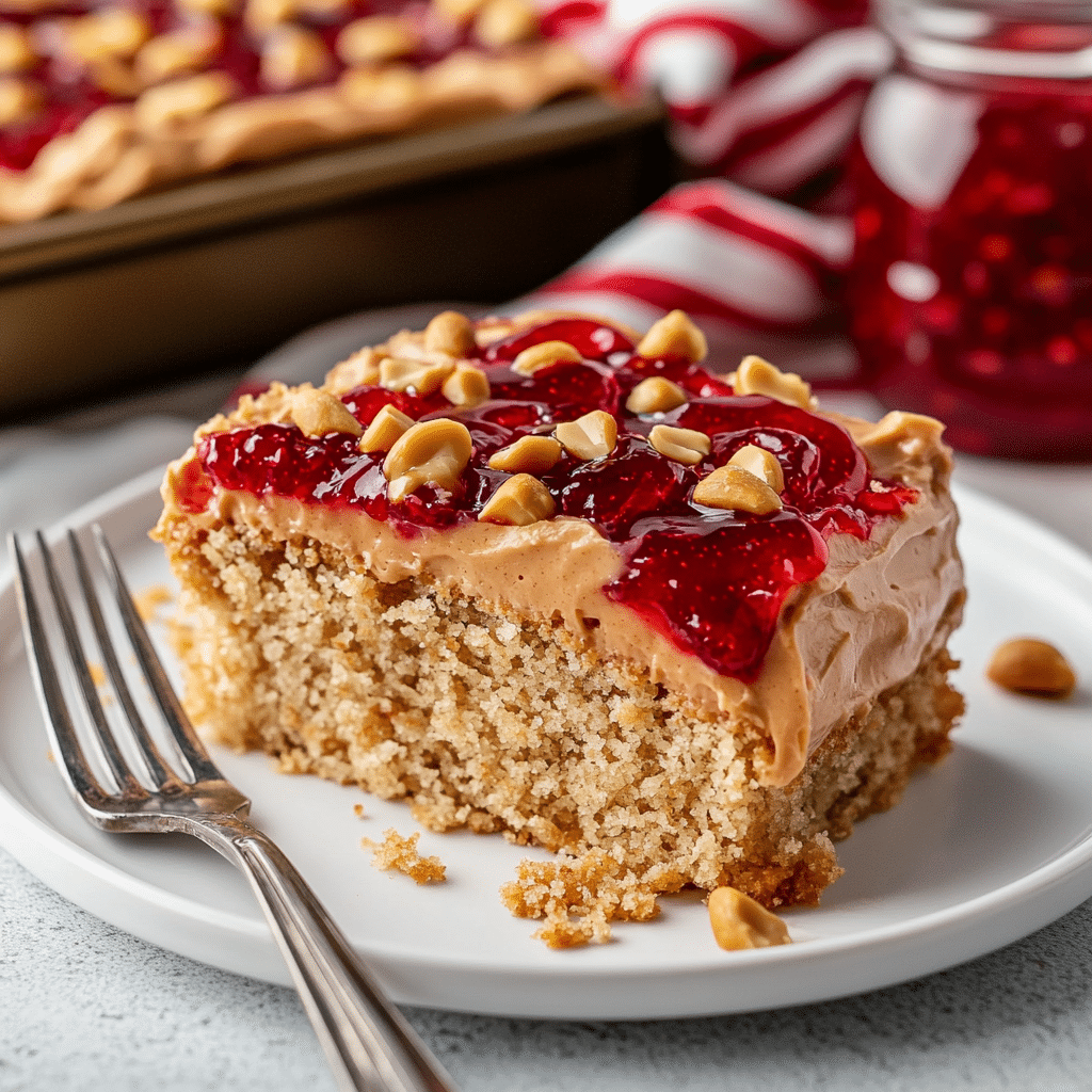 Peanut Butter and Jelly Poke Cake