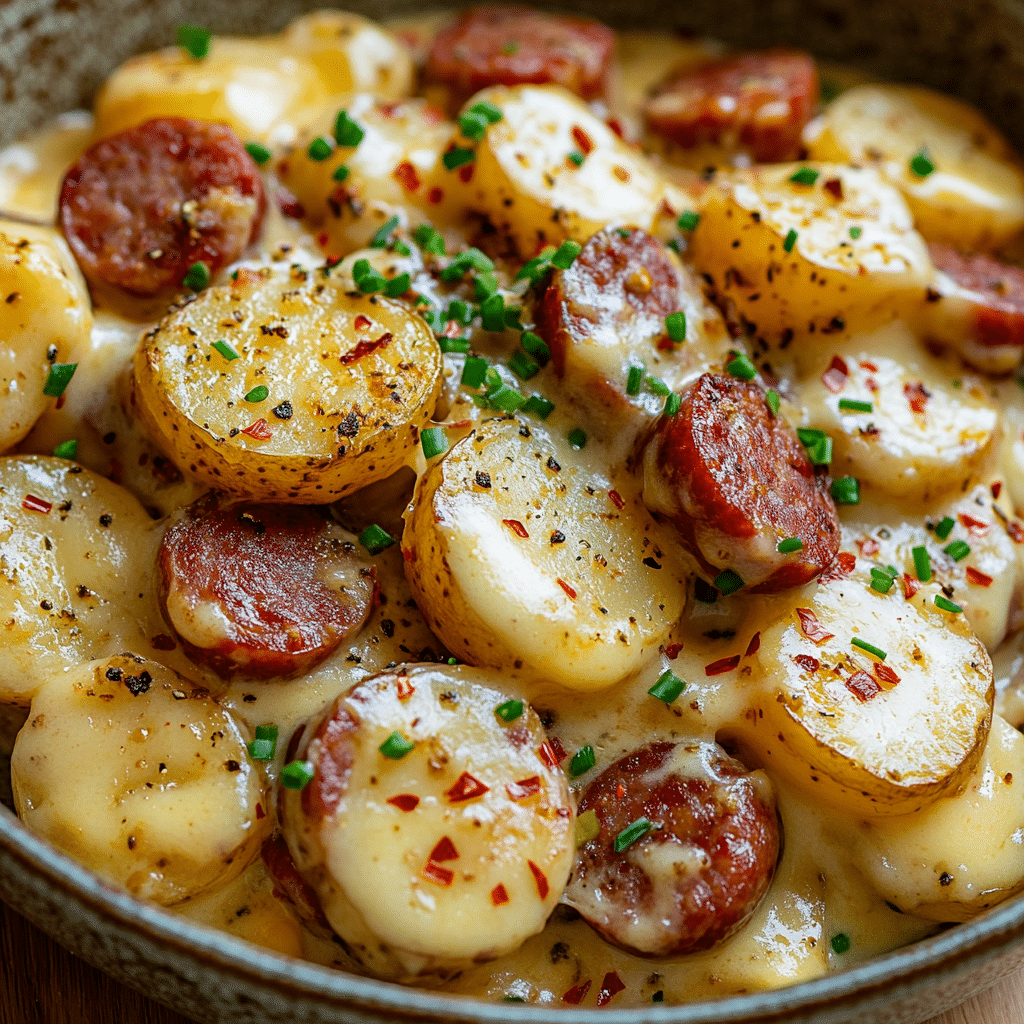 Cheesy Ranch Potatoes and Smoked Sausage