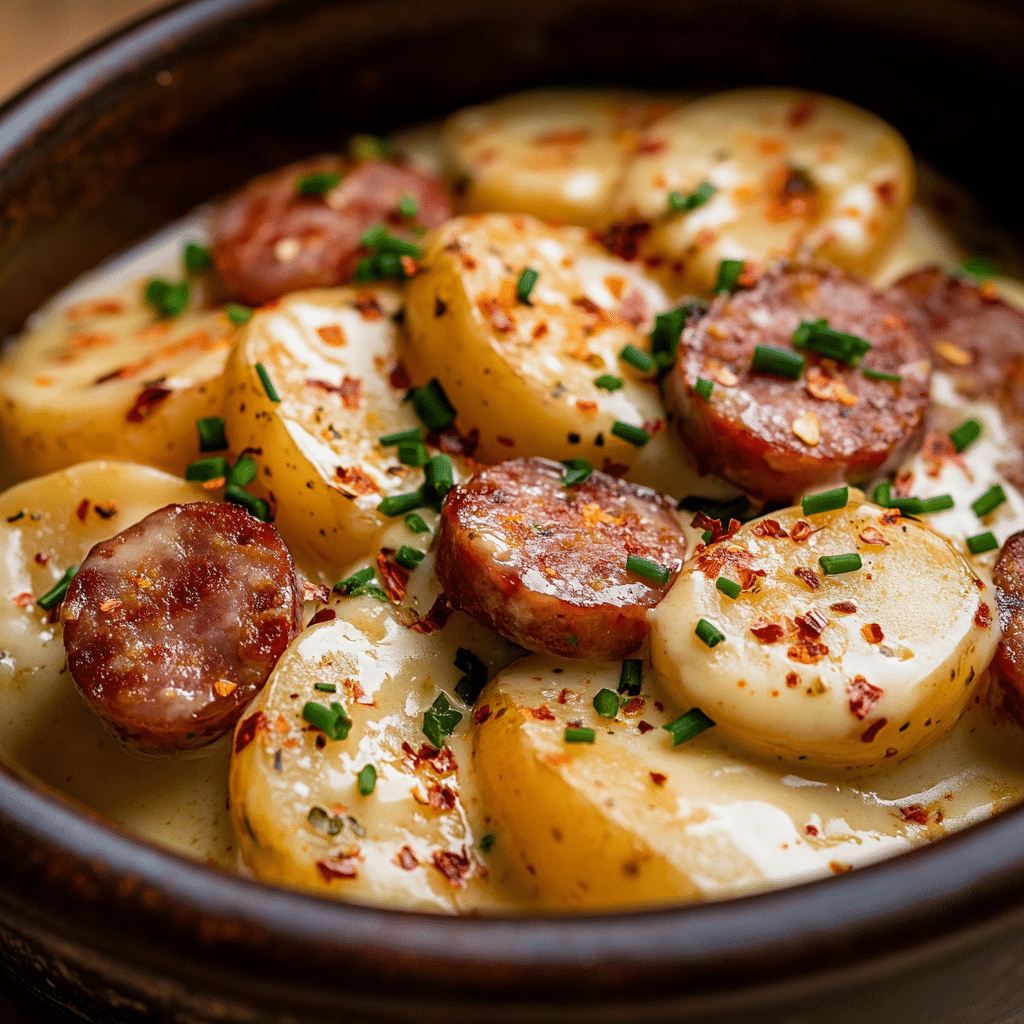 Cheesy Ranch Potatoes and Smoked Sausage
