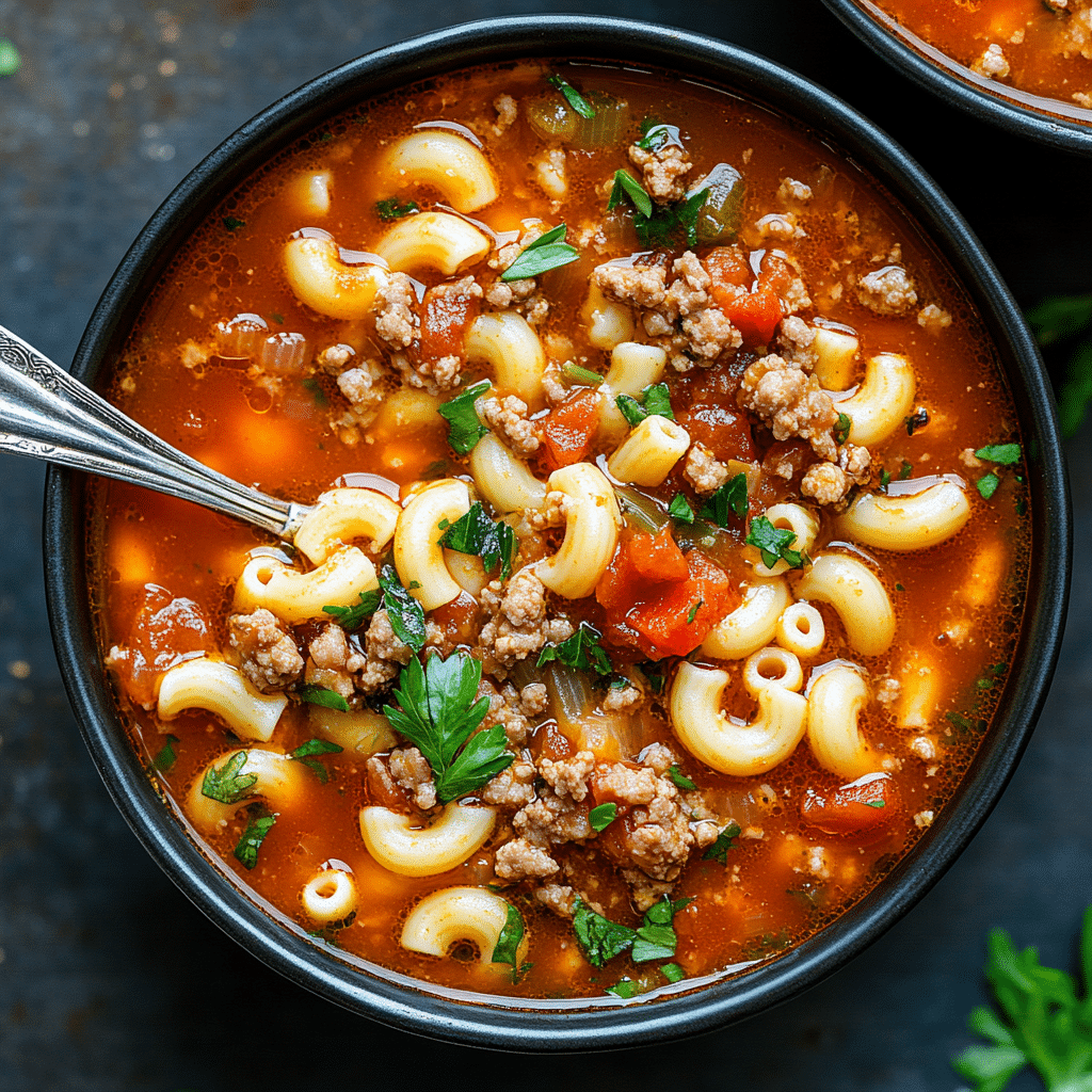 Hamburger Soup with Macaroni (Goulash Soup)