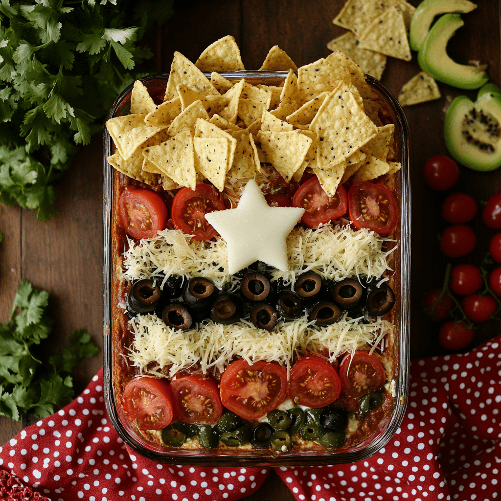 Patriotic Red White and Blue Taco Dip