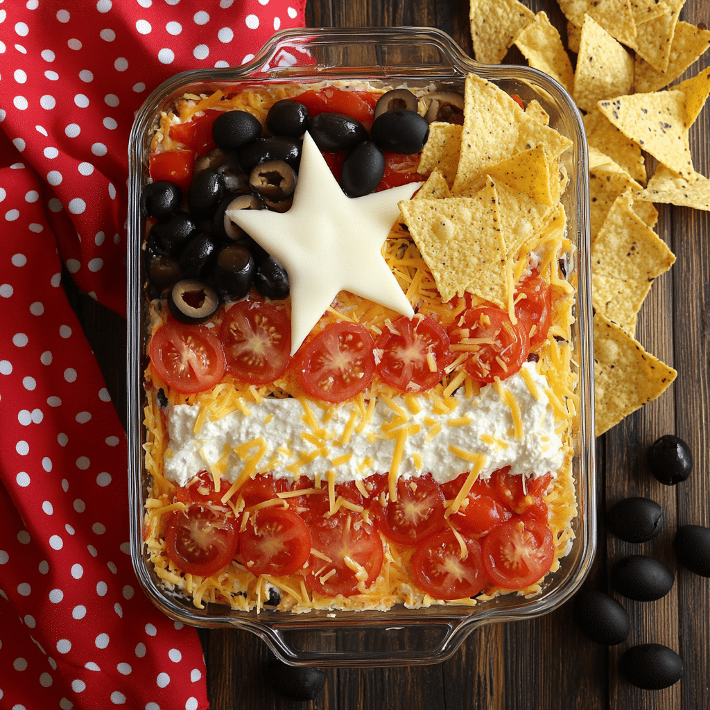 Patriotic Red White and Blue Taco Dip