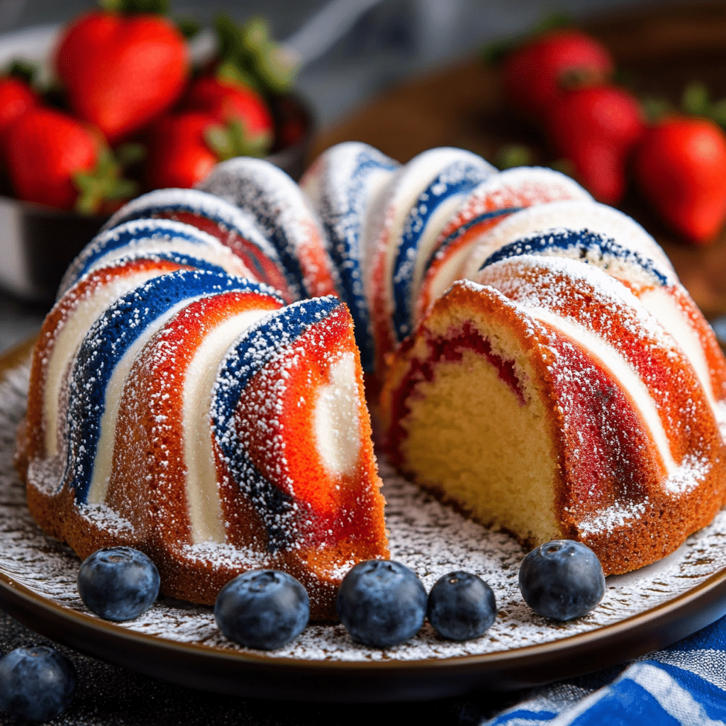 Red White & Blue Marble Cake