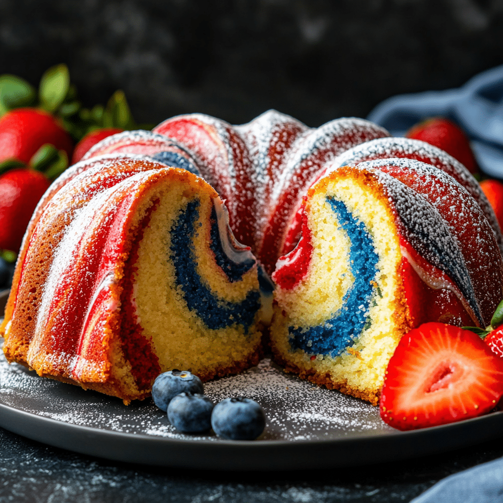 Red White & Blue Marble Cake