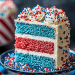 Red, White, and Blue Fourth of July Cake