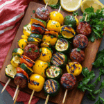 Chicken Sausage Skewers with Vegetables