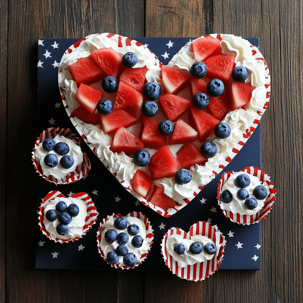 Easy Fruit and Cream | Patriotic Red White and Blue Dessert
