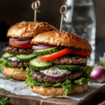 Greek Stuffed Feta Burgers With Tzatziki