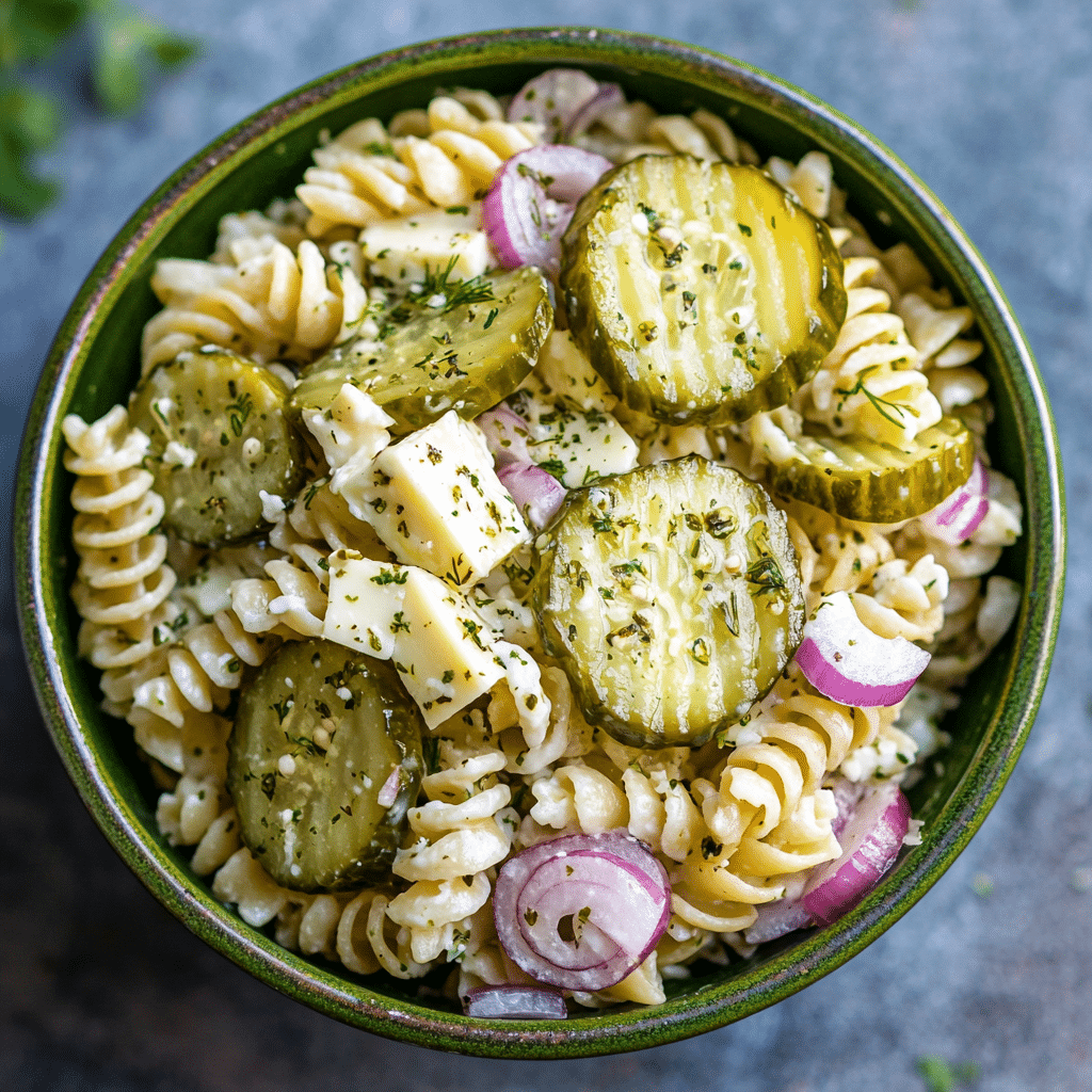 Dill Pickle Pasta Salad (without Mayo)