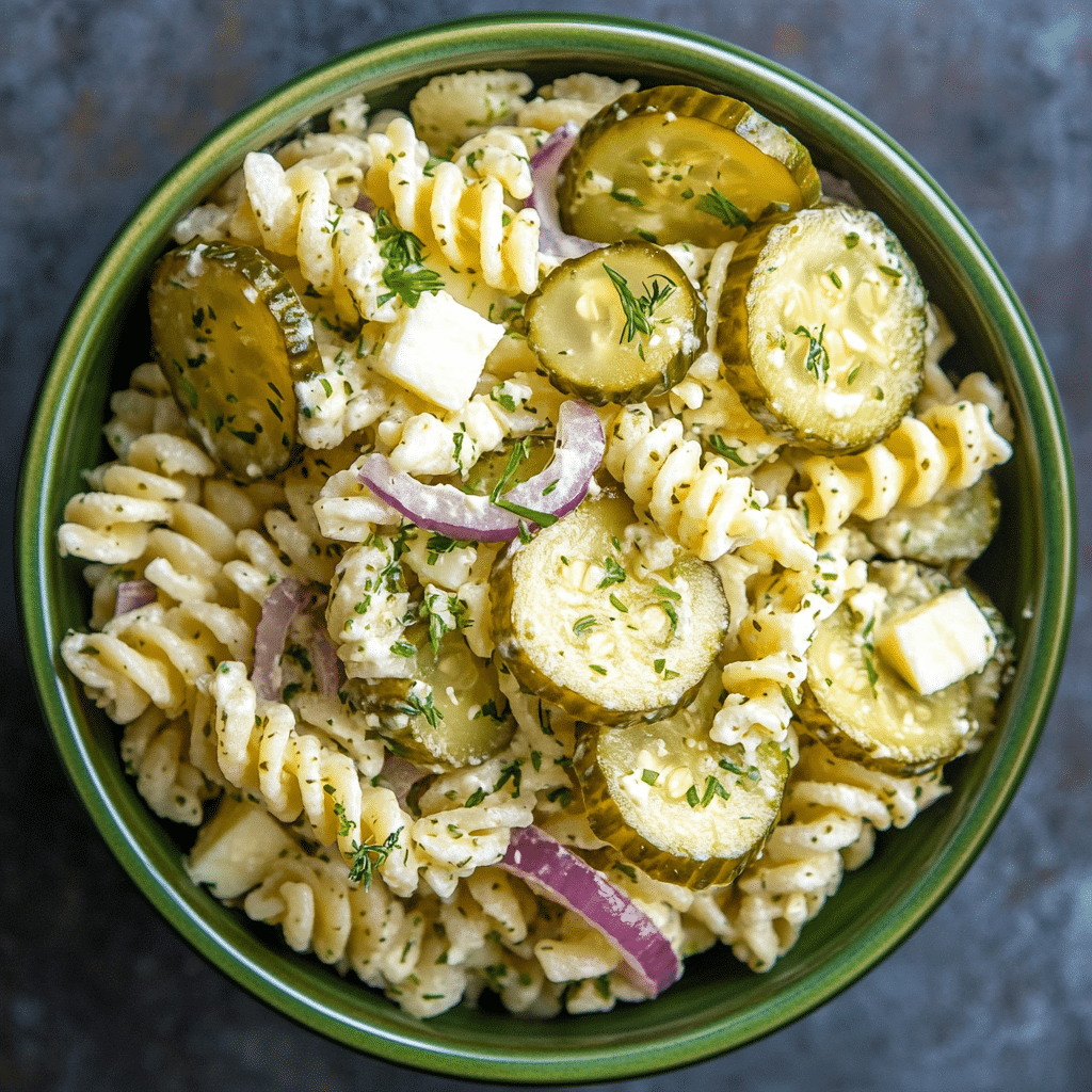 Dill Pickle Pasta Salad (without Mayo)