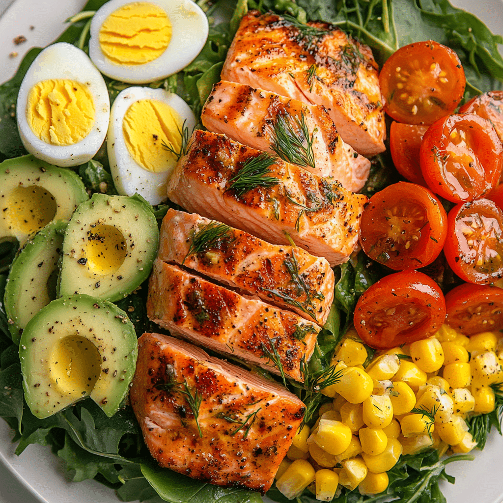 Easy Grilled Salmon Cobb Salad