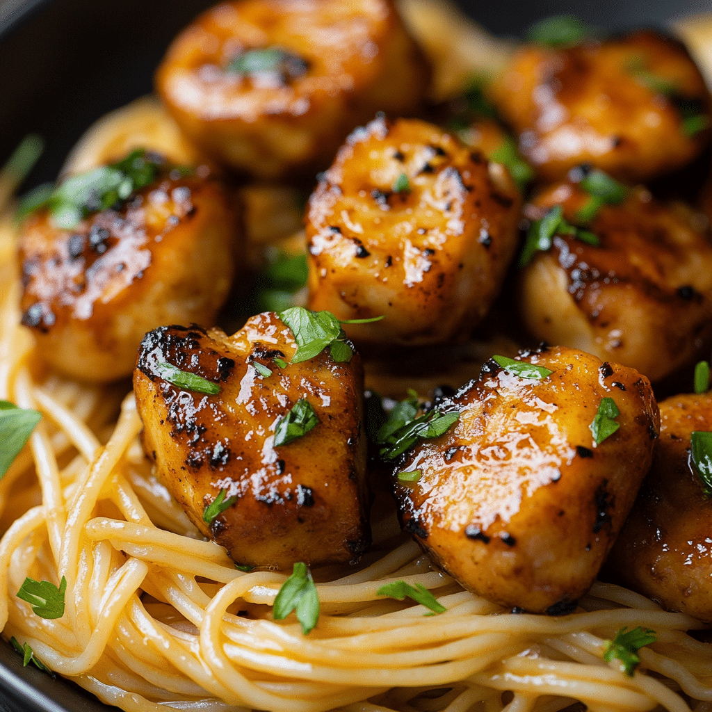 Delicious Garlic Butter Chicken Bites Pasta