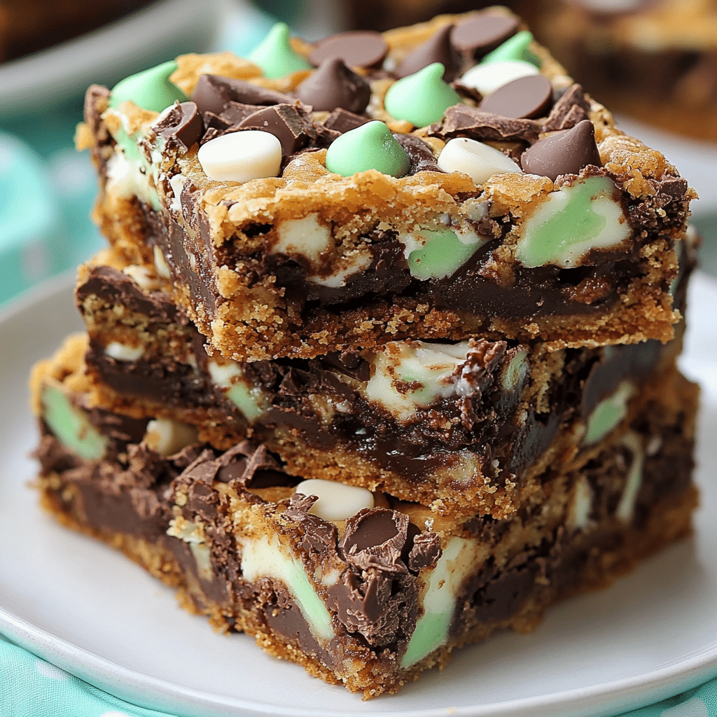 Loaded Mint Chocolate Chip Cookie Bars