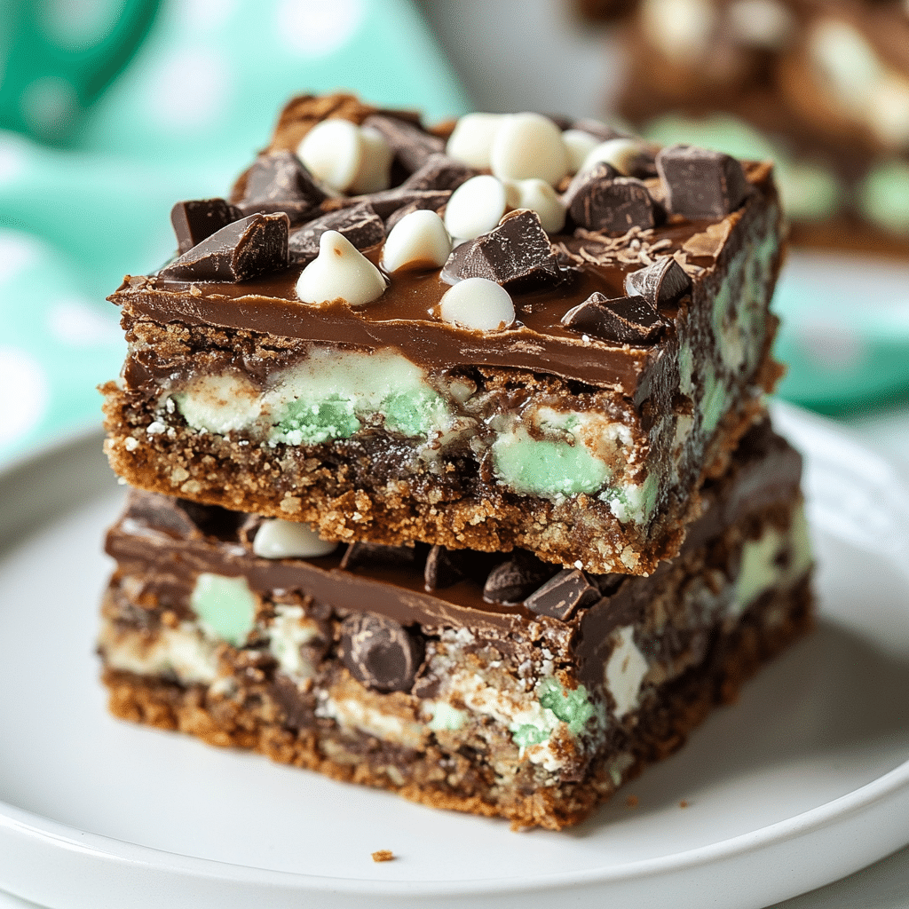 Loaded Mint Chocolate Chip Cookie Bars