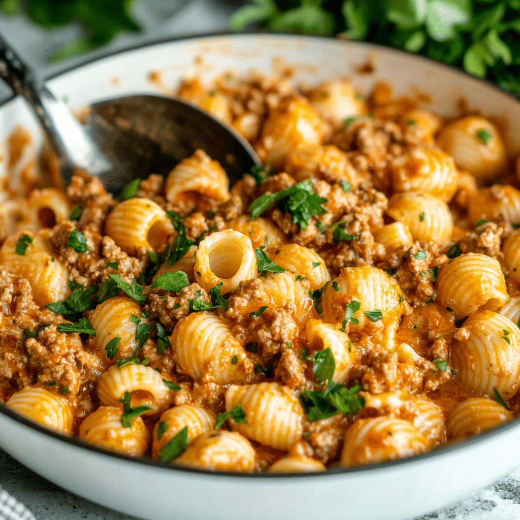 One Pot Cheesy Beef and Shells