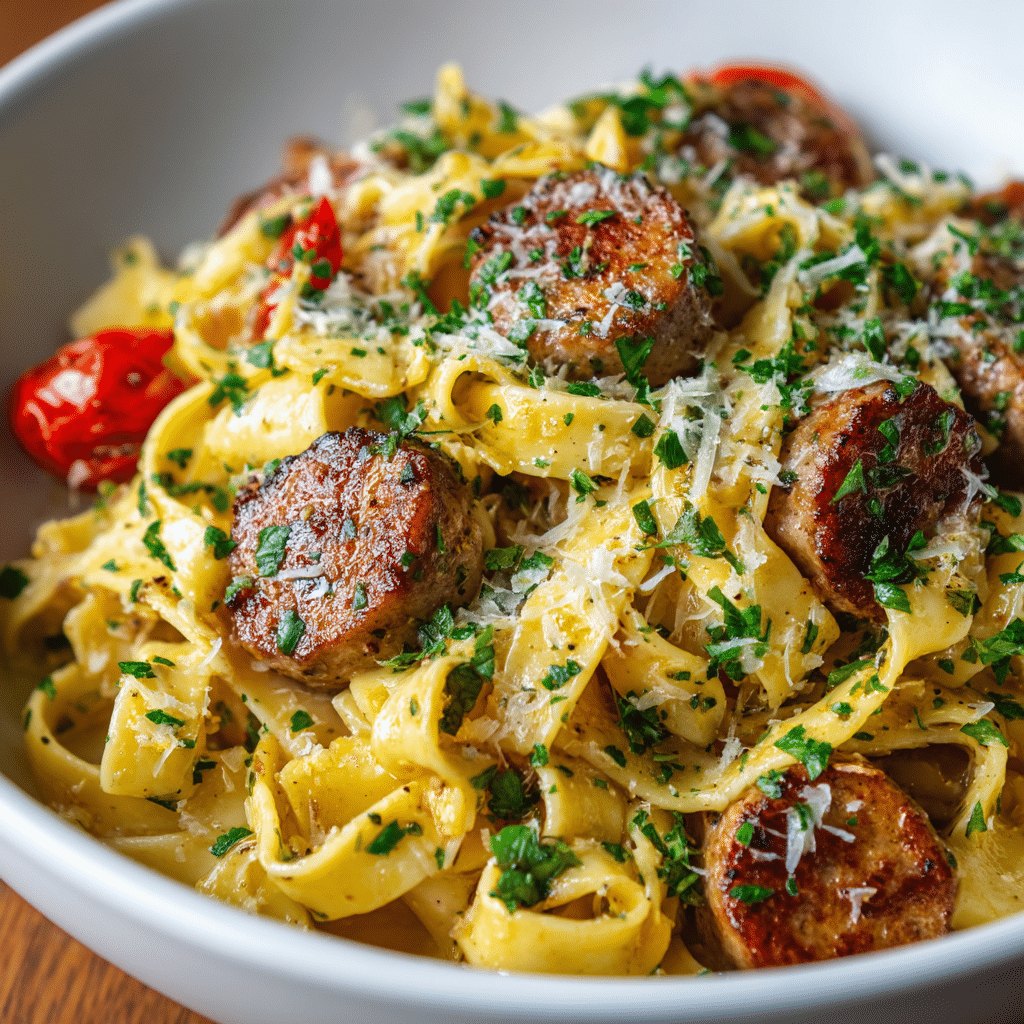 Creamy Italian Sausage Fettuccine Pasta