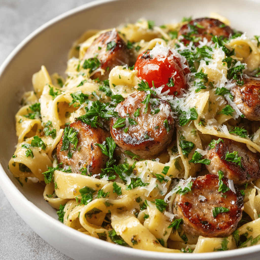 Creamy Italian Sausage Fettuccine Pasta