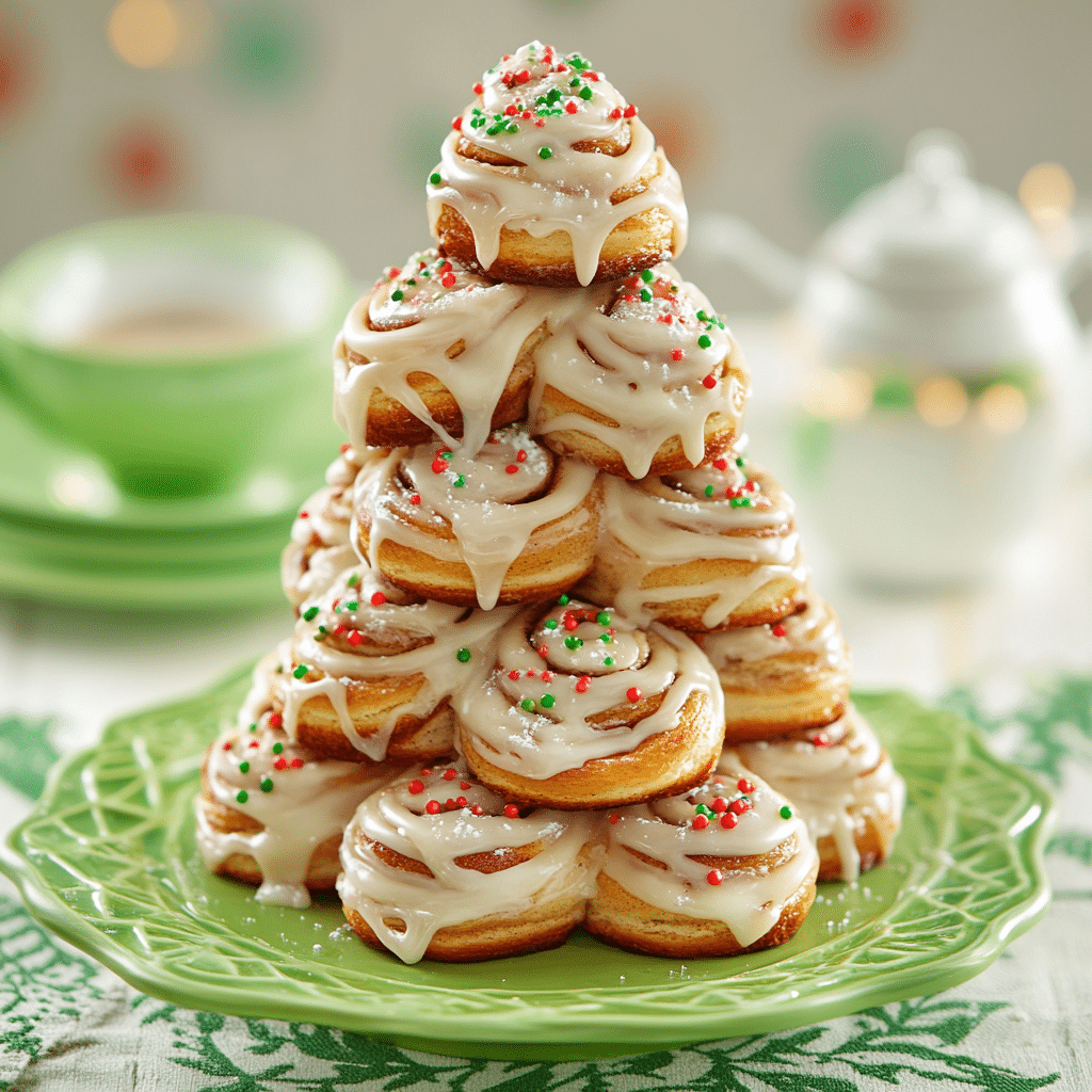 Stacked Cinnamon Roll Christmas Tree
